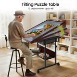 Ostutry Rotating Puzzle Table with Drawers - 1500 Pieces Wooden Jigsaw Table, Adjustable Puzzle Board for Adults Ostutry