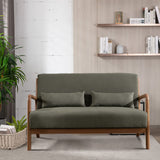 INZOY 50" Love seat Sofa 2 Seat Mid Century Modern Accent Chair, Uplostered 2 Person Couch Loveseat for Small Place Bedroom Office, Wood Frame and Attached 2 Waist Cushions, Green INZOY