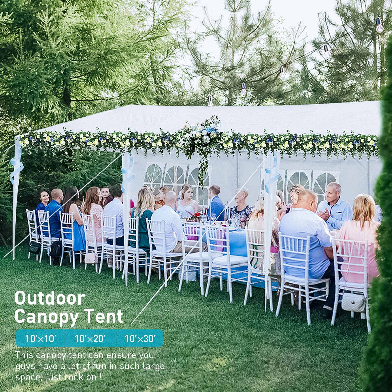 10x30 Party Tent, Outdoor Tents for Parties, White Wedding Tent, Event Tent, Large Canopy Tent with 5 Removable Sidewalls, Big Gazebo Tent for Backyard, Garden - WoodArtSupply