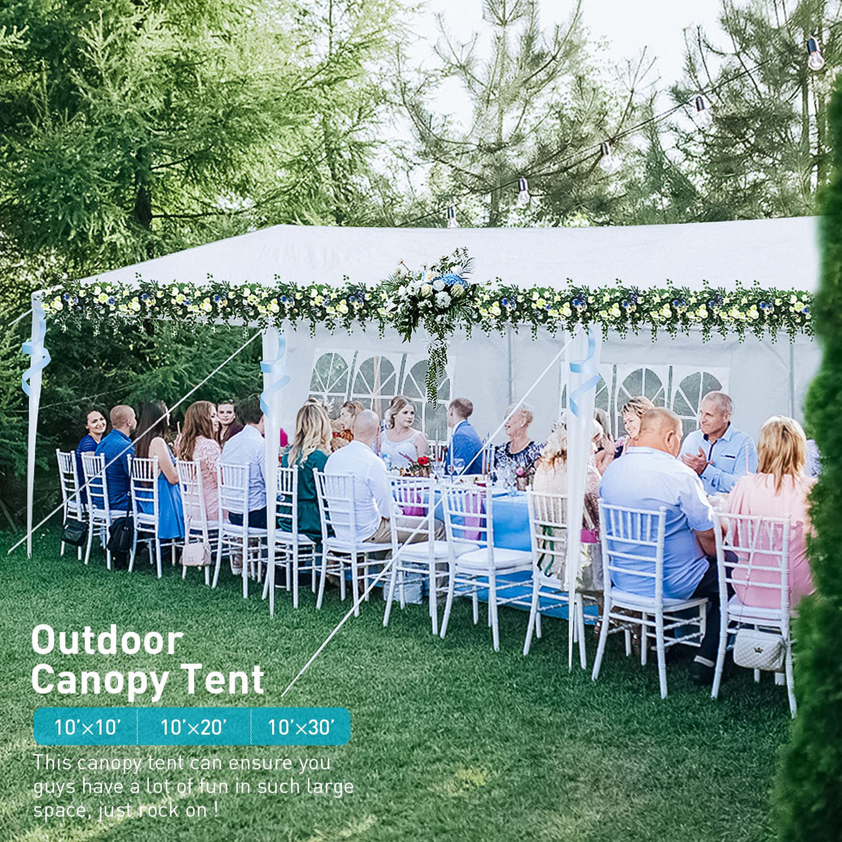 10x30 Party Tent, Outdoor Tents for Parties, White Wedding Tent Birthday Tent Event Tent, Large Canopy Tent with 5 Removable Sidewalls & Transparent Window, Big Gazebo Tent for Backyard, Garden ANTSKU