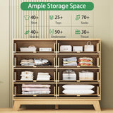 Fluted Dresser for Bedroom with 8 Drawers, 48" Wide Modern Chest of Drawers with Metal Handle, Wooden Dresser TV Stand, Wood Closet Clothes Storage Organizer for Living Room, Hallway, Natural Oak Xixini