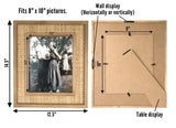 Rattan and Wood Picture Frame - Coastal or Boho Photo Frame For 8"x10" Photos - Tabletop Stand and Wall Mount Fairwood Way