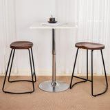 HeuGah Bar Stools, Solid Wood Barstools Set of 2, 26" Counter Height Bar Stools with Metal Leg, Rustic Backless Bar Stools for Kitchen Island, Bar Chairs with Solid Wood Saddle Seat (Walnut, 26 Inch) HeuGah