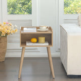 MaxSmeo Nightstand, Mid Century Modern Side Table Bedroom with Storage, Small End Bedside Table with Solid Wood Legs for Living Room, Office Small Spaces (Rustic Walnut) MaxSmeo