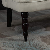 HOMCOM Upholstered Armless Fabric Loveseat with Button Tufted Design for Living Room with Wood Legs, Cream White HOMCOM