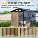 Breezz 8x6FT Outdoor Steel Storage Shed with Clear Window, Lockable Doors, Weather-Resistant Metal Tool Shed for Garden, Backyard, Patio, and Utility Storage.Brown BreezZ
