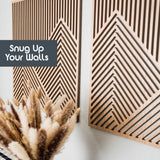 SnugLife 2 Pcs Wood Mountain Wall Art - Modern Wooden Panel Mountain Wall Decor, Decorative Forest Nature Abstract Line Minimalist Wall Art for Living Room Bedroom Farmhouse - Large 23.5”x23.5” SnugLife