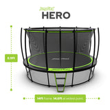 JumpFlex Large Round Recreational Backyard Trampoline & Net, 14 Foot Green/Black Jumpflex