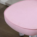 HOMCOM Armless Home Office Desk Chair, Modern Fabric Makeup Vanity Chair with Heart Shape, Swivel Wheels, Height Adjustable, Pink HOMCOM