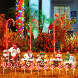 Christmas Train Decorations Yard Signs with LED Lights - Christmas Tree Santa Elf Snowman Train Set Lawn Signs with Stakes for Holiday Xmas Lawn Garden Yard Decorations Outdoor, 5 Pack OuMuaMua