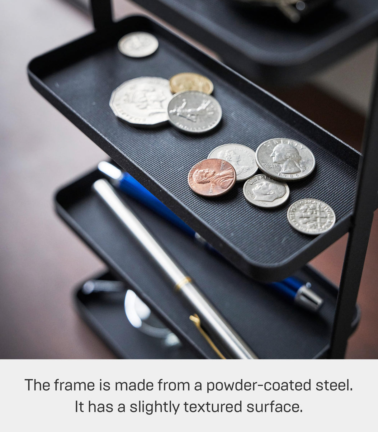 Yamazaki Home Tower 4-Tier Accessory Tray - Jewelry Holder & Storage Organizer - Steel, One Size, Black YAMAZAKI