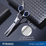 Dog Grooming Scissors Kit with Safety Round Tips, GLADOG Professional 6 in 1 Grooming Scissors for Dogs, Sharp and Heavy-duty Dog Grooming Shears for Dogs Cats Pets GLADOG