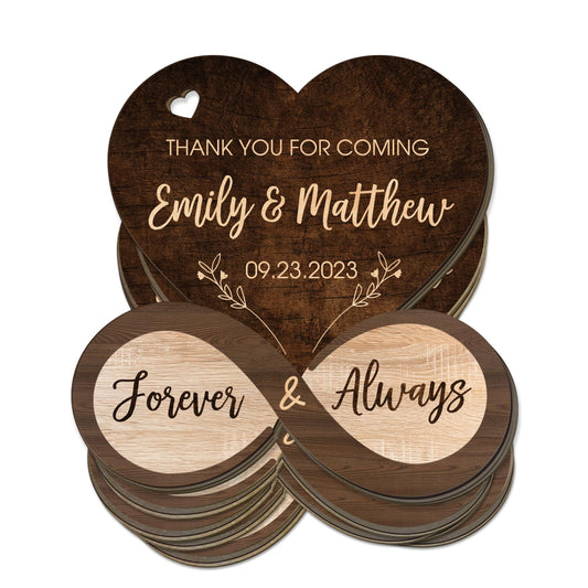 La Boda Wedding Favors Tag, Thank You Ornaments Bulk 5 50 100pcs, Personalized Wood Ornament Name Date Text, Groom Bride Ornaments, Wooden Keepsakes Decoration for Bridal Shower Christmas Par - WoodArtSupply