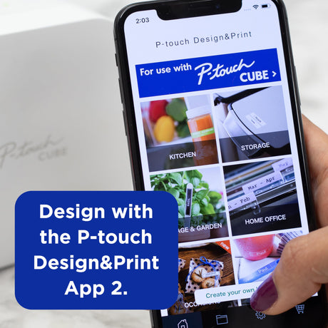 Brother P-Touch Cube Smartphone Label Maker, Bluetooth Wireless Technology, Multiple Templates Available, Apple & Android Compatible - Blue, 2.5 x 4.6 x 4.6 inches Brother