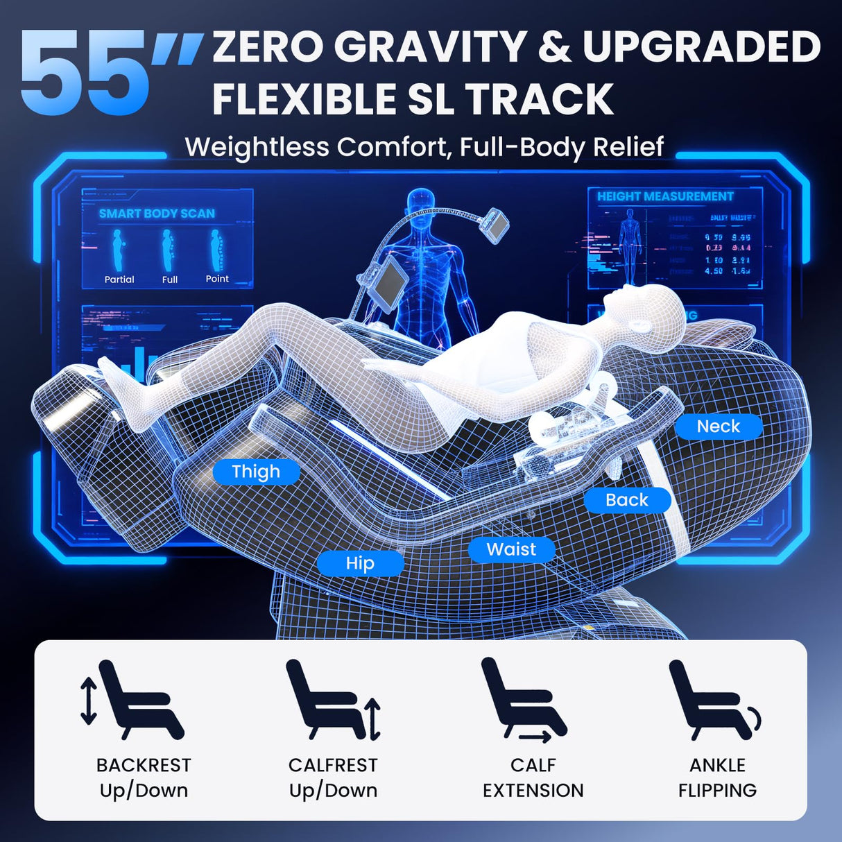 Notired Space Walk & Ankle Stretch 4D Massage Chair Full Body, Unique 2026 Zero Gravity SL-Track Shiatsu Massage Chair Recliner, Electric Calfrest Extension & Foot Rollers, AI Voice Control S002 Black Notired
