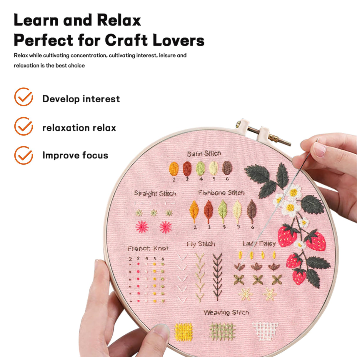 JOINRUN Beginner DIY Embroidery Kit for Adults: 4 Sets Adults Cross Stitch Kit, for Craft Lover Learn Hand Stitch, Includes Stamped Pattern,Hoop, Easy to Follow Instruction and Video JOINRUN