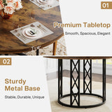 Tribesigns Round Dining Table for 4 People, 47" Modern Kitchen Table with Wood Grain Surface & Metal Base, Rustic Round Table for Dining Room, Living Room, Brown & Black（Only Table） Tribesigns