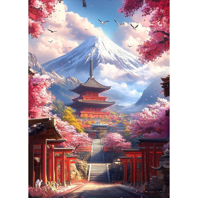 MAXBYE Diamond Paintings of Cherry Blossoms Scenery, Diamond Art Kits for Adults, 5D Zen Art Moonlight Forest Diamond Art Kits, Diamond Paintings for Home Décor Items, Extra 30% Diamonds, 12x16in