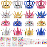 Frcctre 24 Pcs Foam Crowns Set, DIY Foam Princess Tiaras and Crown, Make Your Own Crowns Set with Crystal Diamond Sticker Birthday Party Decoration Favor Supplies for Kids and Adults Frcctre
