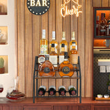 VINAEMO Wine Racks Countertop, 3-Tier Liquor Bottle Display Shelf, Coffee Syrup Organizer, Small Wine Rack, Wine Bottle Holder for Whiskey Bar, Retro Bar Shelves for Home Bar VINAEMO