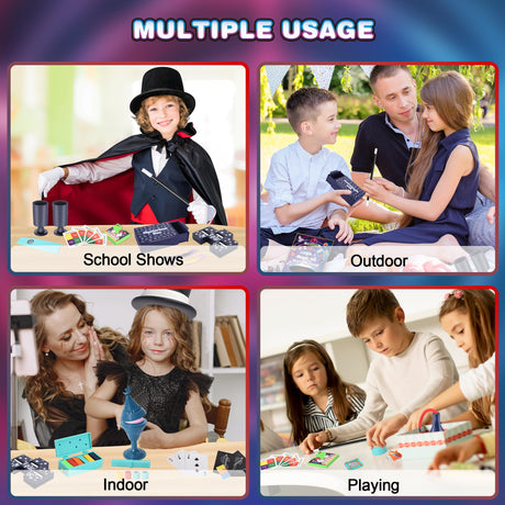 Nicella Magic Kit - 200+Magic Tricks for Kids Age 6-8, Magic Set with Manual and Video for Beginners and Kids, Christmas Halloween Birthday Gifts Toys for Ages 6 7 8 9 10 11 12 Years Old Boys Girls Nicella