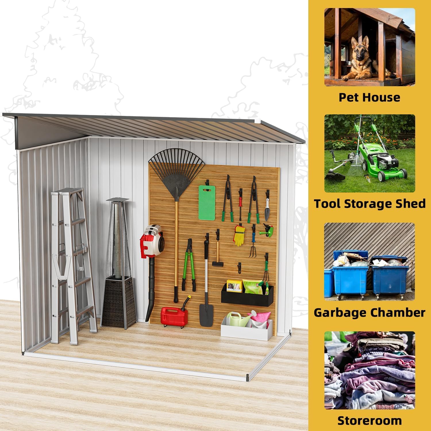 GRAVFORCE 6.4 x 4.6 FT Outdoor Storage Shed, Garden Tool Shed with Lockable Door, Storage Houses for Outside, Large Metal Storage Sheds for Bike, Patio Lawn, Backyard - WoodArtSupply