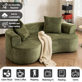 80" Curved Loveseat for Small Spaces, Green Curved Couches for Living room, Compression Sofa in a Box with 2 Pillows, Small Couch for Bedroom with Wide Armrest & Memory Foam, No Assembly Required Thctvous