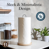 Paper Towel Holder - Wooden Paper Towel Holder with Non-Slip Wood Base, Minimalistic Modern Style, Countertop Paper Towel Holder, Black Paper Towels Holder, Paper Towel Stand for Kitchen, Home, Office Bambüsi