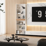 INNOD 72" Tall Bookshelf with Storage, 7-Tier Bookcase Fluted with Drawer, Display Book Shelf Book Organizer with Anti-tip Device, Home Decor Wood Furniture for Bedroom, Living Room and Office, White INNOD