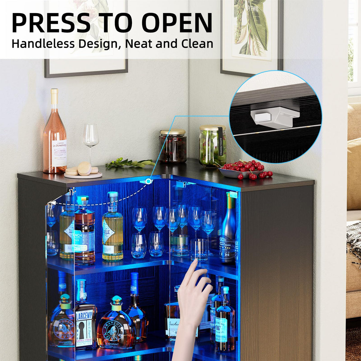 PAKASEPT 3-Tier Corner Glass Display Cabinet with LED Lights for Collectibles,Display Case with Tempered Glass Doors,Curio Cabinet with 6 Adjustable Shelves,Kids Bookcase for Bedroom, Living Room PAKASEPT