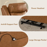 Watson & Whitely Genuine Leather Power Lift Recliner Chair for Elderly with Heat and Massage, Electric Lay Flat Lift Chairs with Power Headrest & Visual Remote Control, Dual Motor, Saddle Brown Watson & Whitely