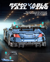 MOCBURIKU Remote Control Car Building Kit, 1/10 Scale M4 Supercar with Lights Motors Rechargeable Battery, Compatible with Technic Cars for Adults, STEM Gift for Boys Age 6 8 10 12 14+(2280 Pcs) MOCBURIKU