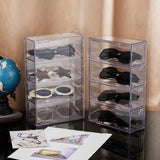 Sintuff 2 Pieces Acrylic Sunglass Organizer Clear Sunglass Holder with 4 Drawers Glasses Organizer for Women Clear Eyeglass Holder Eyewear Display Case Multiple Pair for Glasses Jewelry Watch Storage Sintuff