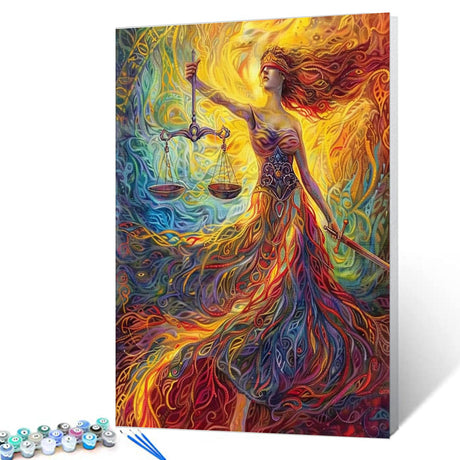 Graffitic Sexy Girl Paint by Number Lady Justice Painting DIY Painting On Canvas with Brushes Acrylic Paints Fashion Goddess Paintwork for Adults Beginner 16x20 Inch Gift Home Decor（Frameless） TUMOVO