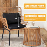PROHIKER 3 Pieces Outdoor Wicker Bistro Patio Furniture Set, Porch Furniture Rattan Conversation Sets with Side Table and Cushions for Garden Poolside Backyard, Yellow/Black PROHIKER