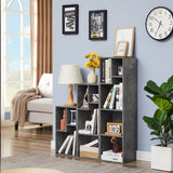 VECELO 3-Cube Open Bookcase, Small Bookshelf with Height Difference Shelves for Most Books, Horizontal Available, 2-Tier Storage Organizer for Home Office, Living Room, Grey VECELO
