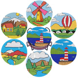 Leatrice 6PCS Diamond Art Coasters Small Diamond Painting Kits for Adults Diamond Dots Round Full Drill Diamond Coasters with Holder Easy Art Crafts for Beginners Women Cartoon Leatrice