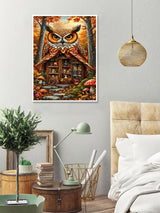 askkqtx Fall Diamond Art Kits for Adults, Owl Diamond Painting Kits for Beginners, Mushrooms DIY 5D Round Full Drill Crystal Diamond Dots Rhinestone Gem Art Craft Home Decor 12x16 Inch askkqtx