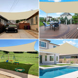 E&K Sunrise 14' x 16' Sun Shade Sail Rectangle Canopy Shade Cover UV Block for Patio Backyard Garden Outdoor (Beige) E&K