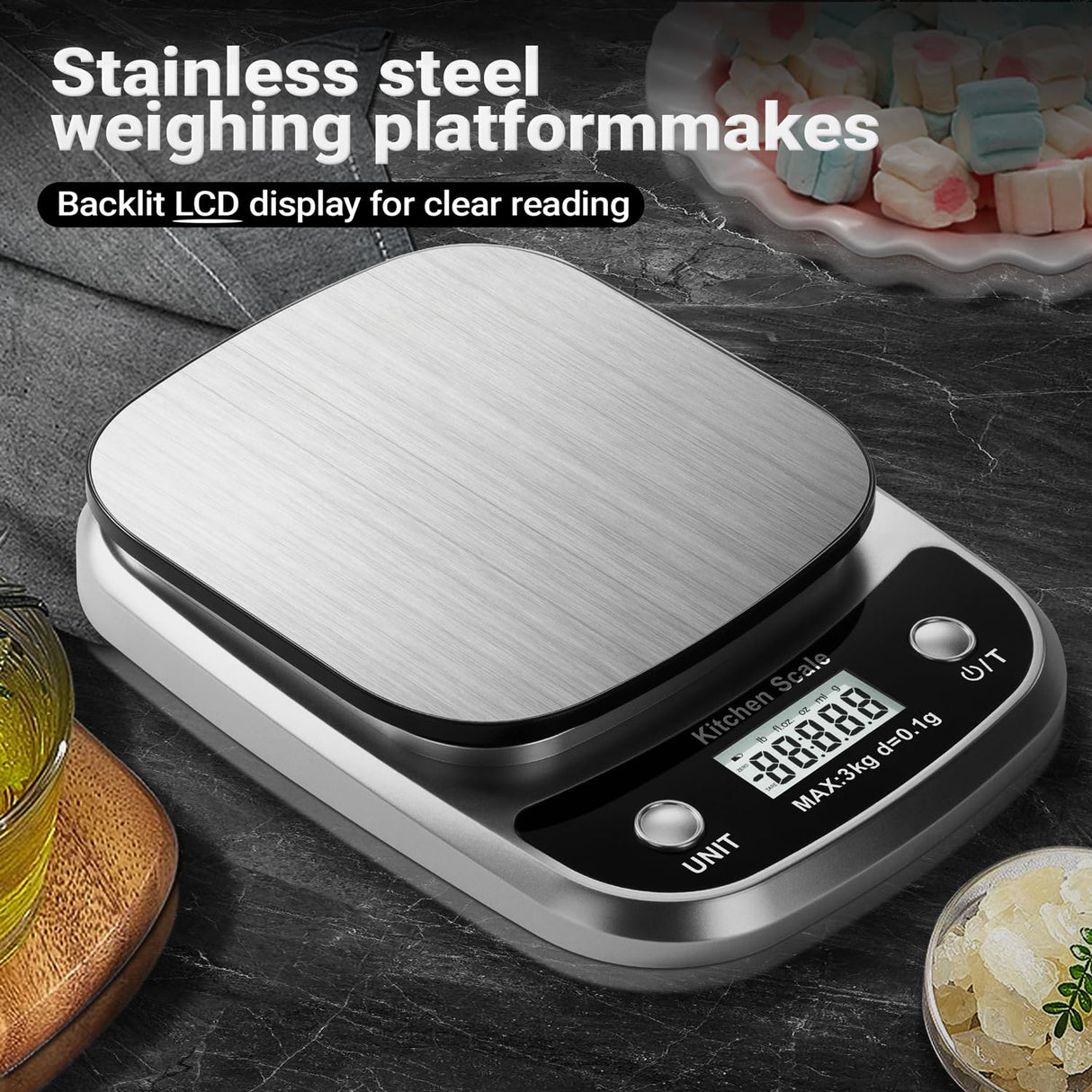 GRAM PRES Food Kitchen Scale Digital Weight Grams and Oz，Professional Small Digital Kitchen Food Scales 3kg/0.1g for Weight Loss GRAM PRES