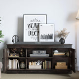 YITAHOME Buffet Cabinet, 59.5" Farmhouse Sideboard Buffet Storage Cabinet with Barn Door Coffee Bar Cabinet with Capacity 300 lbs for Home Dinning Living Room,Dark Rustic Oak, 26“ Height YITAHOME