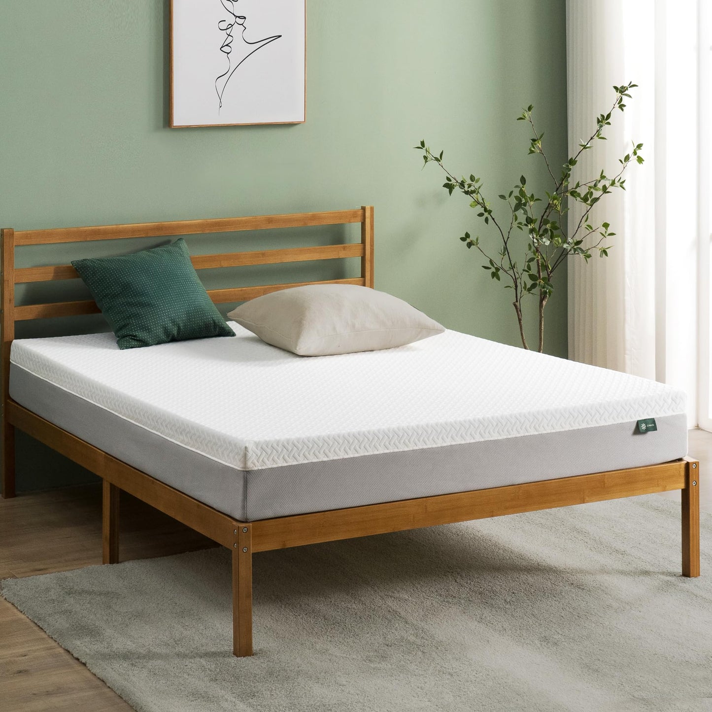 ZINUS 8 Inch Green Tea Essential Memory Foam Mattress [New Version], Queen, Fiberglass Free, Medium Feel, Breathable Airflow Memory Foam, Certified Safe Foams & Fabric, Mattress in A Box