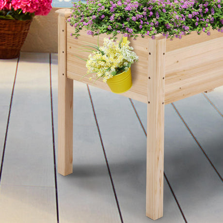 Yaheetech 1pc Raised Garden Bed 48x24x30in Elevated Wooden Horticulture Planter Box with Legs Standing Growing Bed for Gardening/Backyard/Patio/Balcony Yaheetech