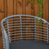 Outsunny 3 Piece Patio Bistro Set, PE Rattan Outdoor Furniture with Cushioned Barrel Chairs & Glass Coffee Table, Conversation Set for Porch, Backyard, Apartment, Balcony, Mixed Gray Outsunny