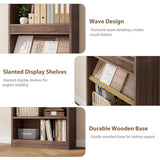 GarveeHome 71 in Farmhouse Bookcase w/Display Rack & Fluted Design, 5 Tier Tall Bookshelf with Wooden Base, Wood Bookshelf Vintage Book Shelf for Office Library (Brown, 71.5" H x 30.7" W x 11.9" D) GarveeHome