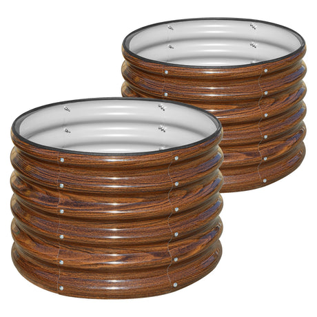 SnugNiture Raised Garden Bed, 2 PCS 2×2×1.5ft Round Galvanized Outdoor Planter Box, 17" Tall Deep Metal Garden Bed Kit for Planting Vegetables, Fruits, Flowers, Brown SnugNiture