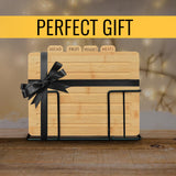 Modernlyst Bamboo Cutting Boards for Kitchen with Holder 13" x 11" x 2.5" | Labeled Wood Cutting Board Sets | Large Wooden Cutting Board Set of 4 with Black Organized Stand | Non Toxic Chopping Board Modernlyst