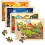 SYNARRY Large Dinosaur Wooden Puzzles for Kids 4 in 1 Gift Box(12.2 * 9.4 in) - FSC Certified, Jigsaw Puzzles for Kids Ages 4-6, Dinosaur Toys Gifts for 3 4 5 Year Old Boys Girls SYNARRY