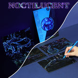 Gersoniel 4pcs Scratch Art Adult Scratch Painting Kits Glow in The Dark Rainbow Painting Paper with Pen & Cleaning Brush Noctilucent Scratchboard for Adults Gift, Racing Theme, Back to School Gifts Gersoniel