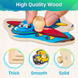 SYNARRY Wooden Puzzles for Toddlers 1-3, 6XSET Puzzles for Toddlers 2-4 with Rack, Learning Alphabet Number Shape Animal Dinosaur Vehicle, Education Toddler Puzzles Toys Gifts for 2 3 Years Boys Girls SYNARRY